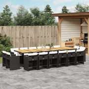 Tuinset 17-delig poly rattan zwart met kussens