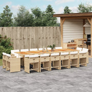 Tuinset poly rattan 17-delig beige met kussens