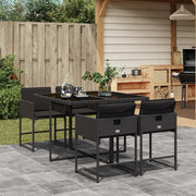 Tuinset 5-delig poly rattan zwart met kussens
