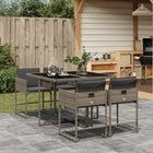 5-piece Garden Set with Cushions Poly Rattan Grey