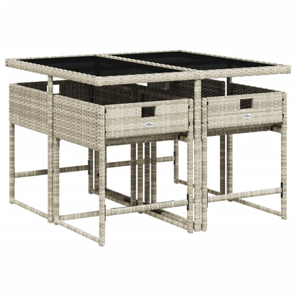 -Delige Tuinset Met Kussens Poly Rattan Lichtgrijs Glas 5