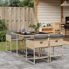 5-piece Garden Set with Cushions Poly Rattan Mixed Beige