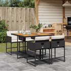 Tuinset poly rattan 5-delig zwart met kussens