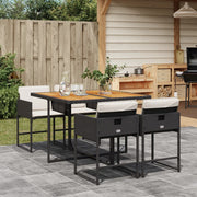 Tuinset poly rattan 5-delig zwart met kussens