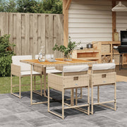 Tuinset 5-delig poly rattan beige met kussens