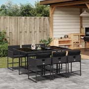Tuinset 7-delig poly rattan zwart met kussens