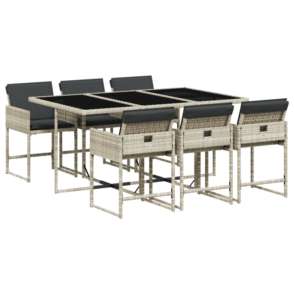 -Delige Tuinset Met Kussens Poly Rattan Grijs Lichtgrijs Glas 7