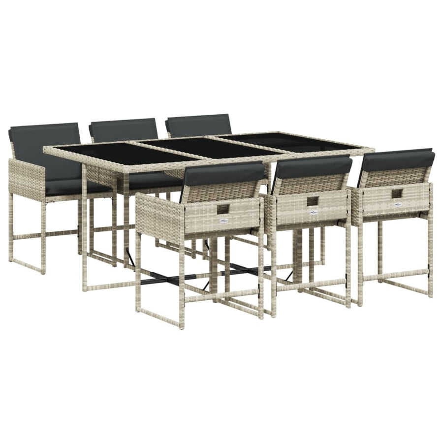 -Delige Tuinset Met Kussens Poly Rattan Grijs Lichtgrijs Glas 7