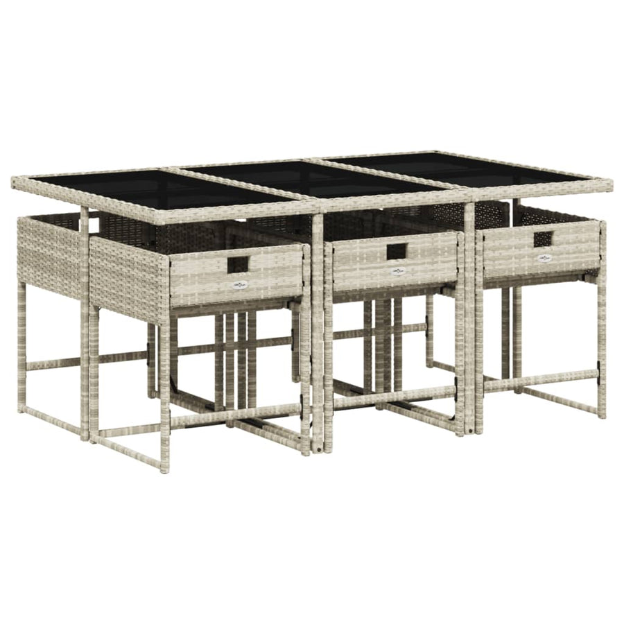 -Delige Tuinset Met Kussens Poly Rattan Grijs Lichtgrijs Glas 7