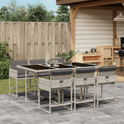 Tuinset 7-delig poly rattan grijs