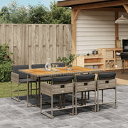 Tuinset 7-delig poly rattan grijs acaciahout