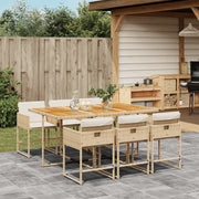 Tuinset 7-delig poly rattan beige met kussens