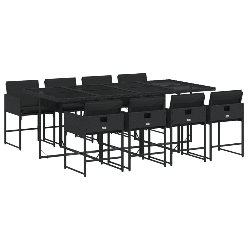 9-delige Tuinset poly rattan zwart