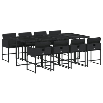 9-delige Tuinset poly rattan zwart