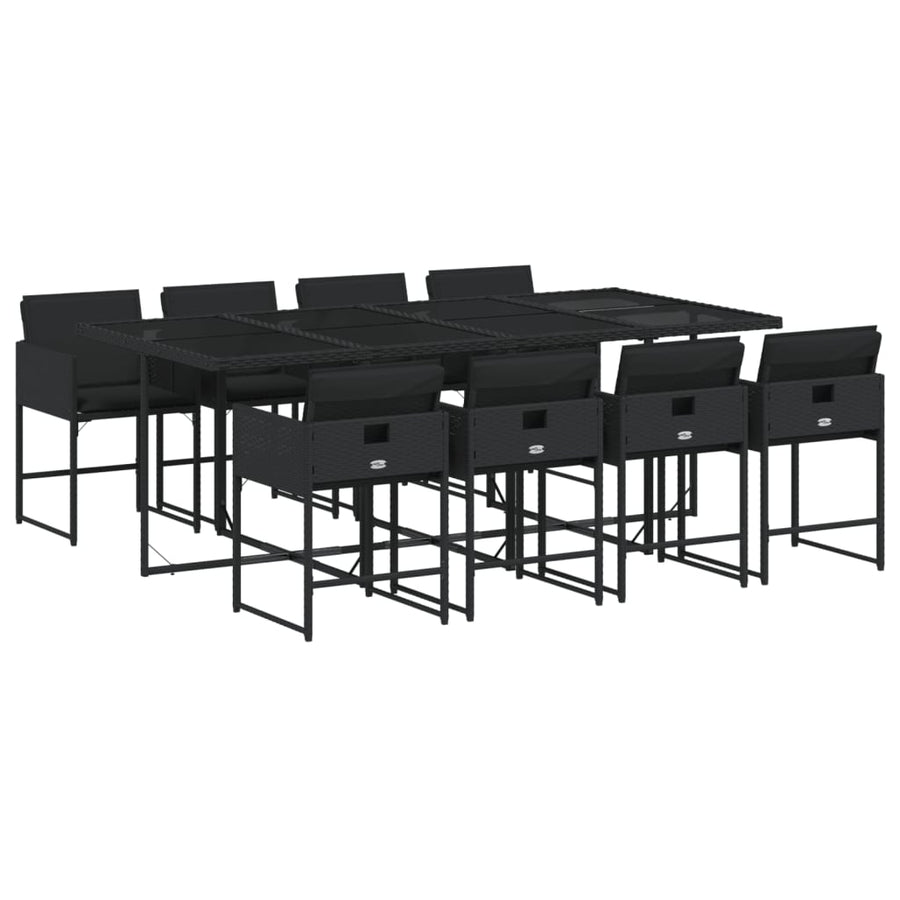 9-delige Tuinset poly rattan zwart