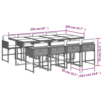 9-delige Tuinset poly rattan zwart