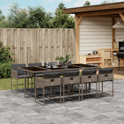 Tuinset 9-delig poly rattan grijs met kussens