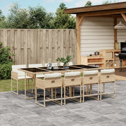 Tuinset 9-delig poly rattan beige