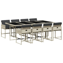 -Delige Tuinset Met Kussens Poly Rattan Lichtgrijs Glas 9