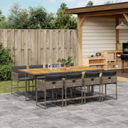 9-piece Garden Dining Set with Cushions Poly Rattan Grey