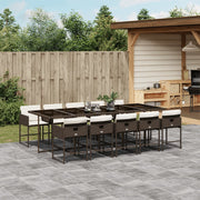 Tuinset 11-delig poly rattan bruin met kussens
