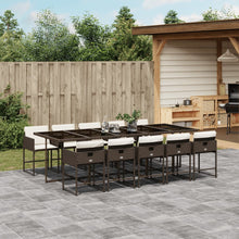 11-delige Tuinset met kussens poly rattan bruin