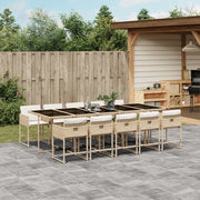 Tuinset 11-delig poly rattan beige met kussens