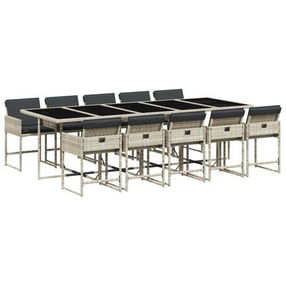 -Delige Tuinset Met Kussens Poly Rattan Lichtgrijs Glas 11