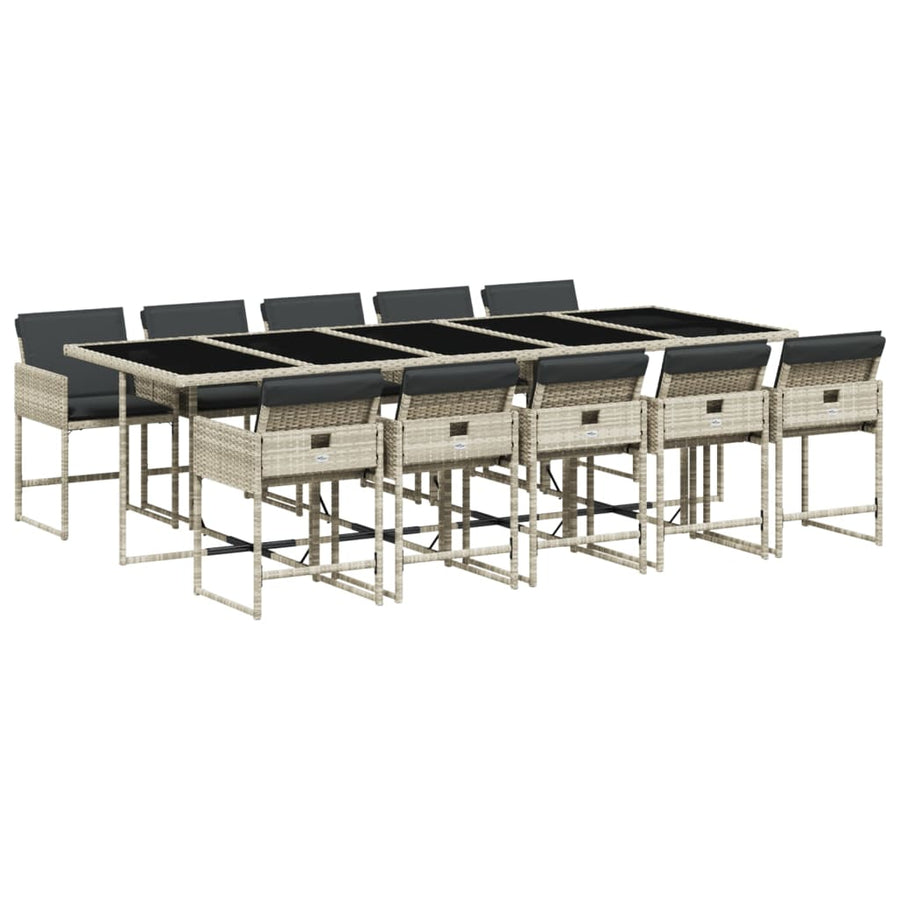 -Delige Tuinset Met Kussens Poly Rattan Lichtgrijs Glas 11