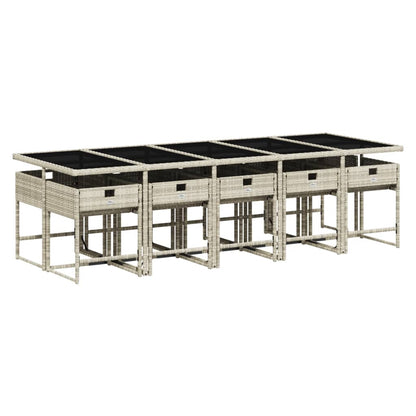 -Delige Tuinset Met Kussens Poly Rattan Lichtgrijs Glas 11