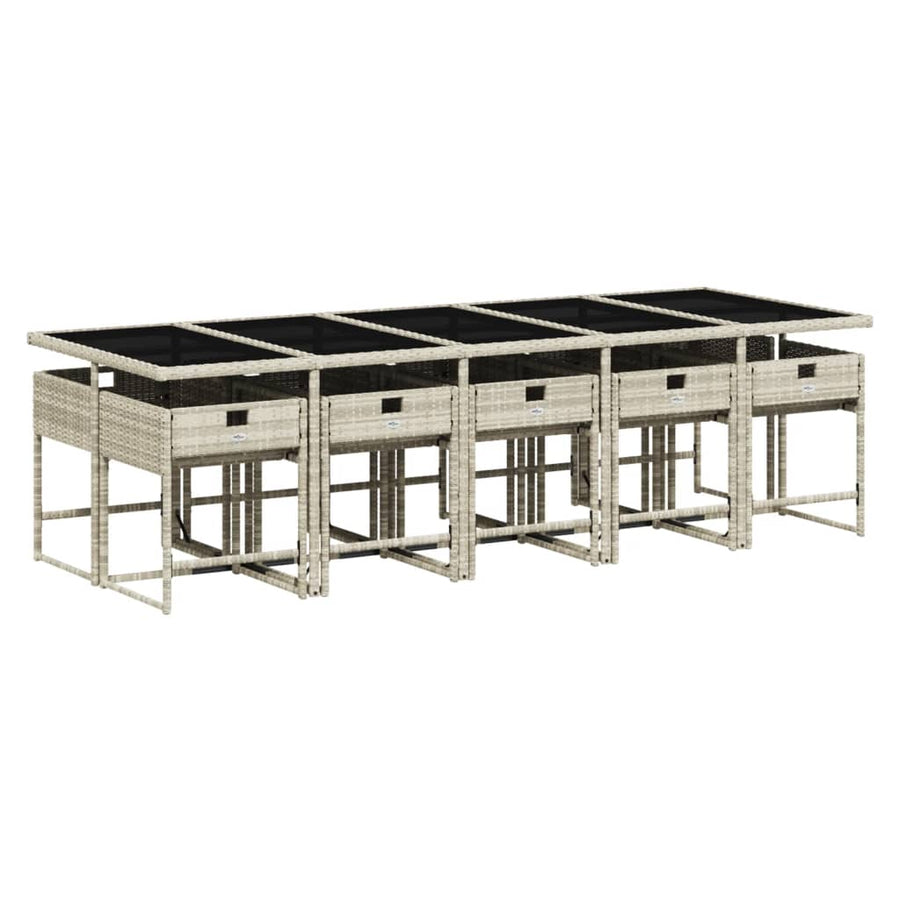 -Delige Tuinset Met Kussens Poly Rattan Lichtgrijs Glas 11