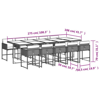 -Delige Tuinset Met Kussens Poly Rattan Lichtgrijs Glas 11