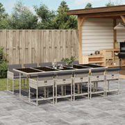 Tuinset 11-delig poly rattan lichtgrijs