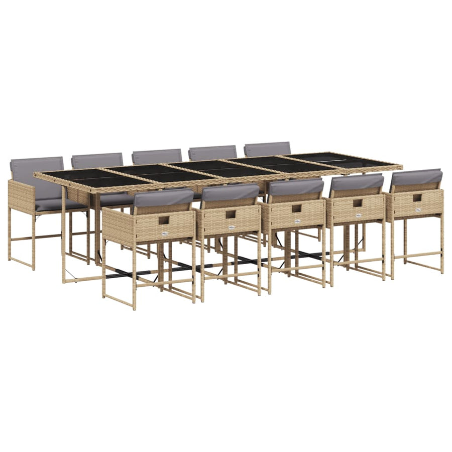 11-Delige Tuinset Met Kussens Poly Rattan Gemengd Beige