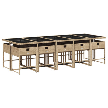 11-Delige Tuinset Met Kussens Poly Rattan Gemengd Beige