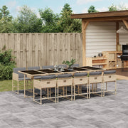 Tuinset 11-delig poly rattan gemengd beige