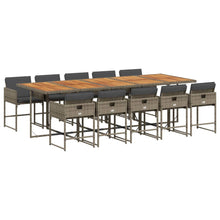 11-delige Tuinset met kussens poly rattan grijs