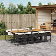 Tuinset poly rattan 11-delig zwart met kussens