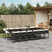 13-Piece Garden Furniture Set with Cushions Poly Rattan Black