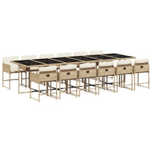 13-delige Tuinset met kussens poly rattan beige