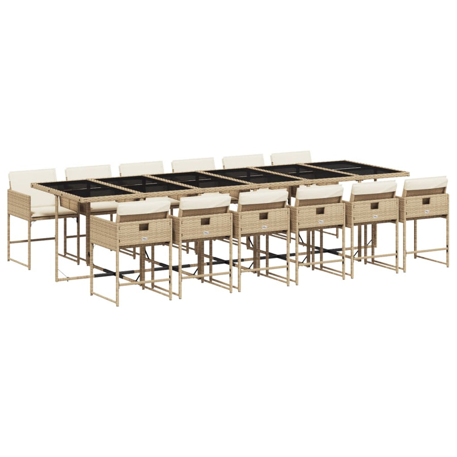 13-delige Tuinset met kussens poly rattan beige