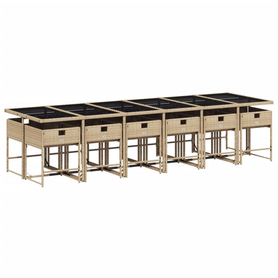 13-delige Tuinset met kussens poly rattan beige