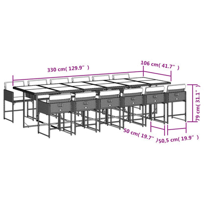 13-delige Tuinset met kussens poly rattan beige