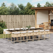 13-piece Garden Furniture Set with Cushions poly rattan beige