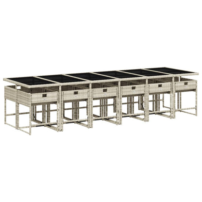 -Delige Tuinset Met Kussens Poly Rattan Lichtgrijs Glas 13