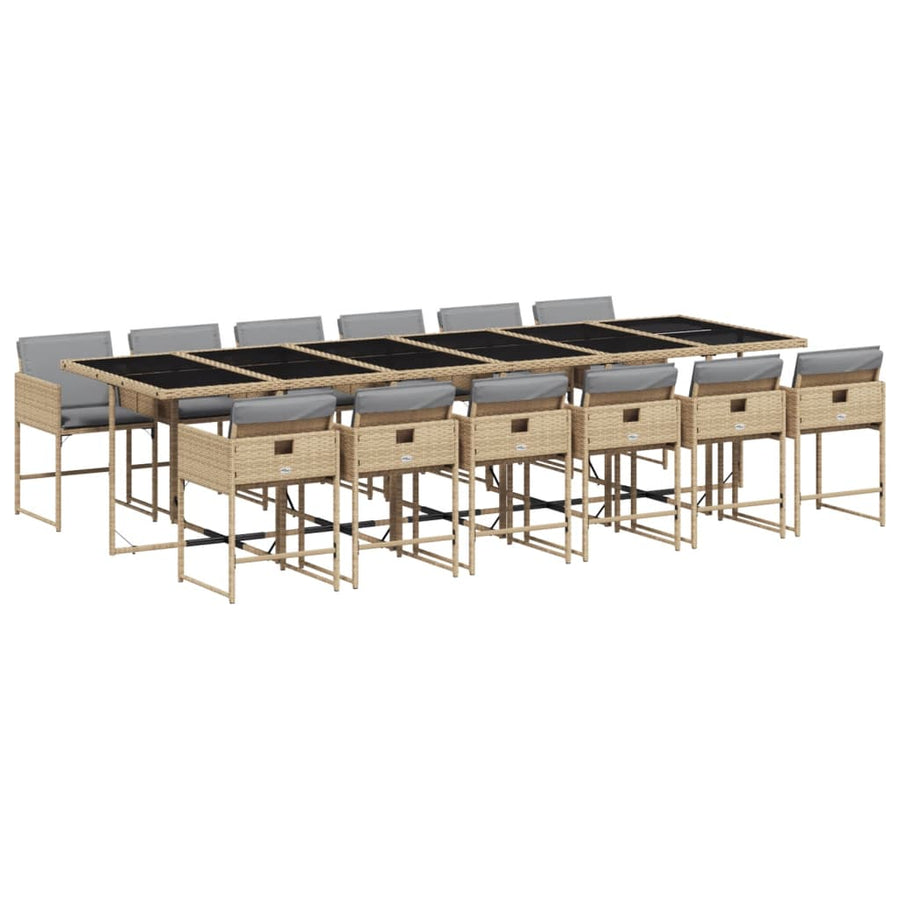 13-Delige Tuinset Met Kussens Poly Rattan Gemengd Beige
