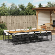 Tuinset 13-delig poly rattan zwart met kussens