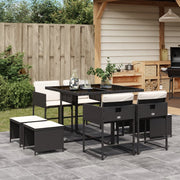 Tuinset poly rattan 9-delig zwart