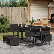 Tuinset 9-delig poly rattan zwart