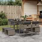 9-piece Garden Dining Set with Cushions Poly Rattan Grey